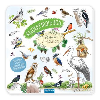 TRÖTSCH - Stickermalbuch Unsere Vogelwelt Malbuch mit Stickern| Ab 5 Jahren