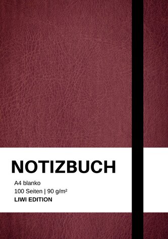 Notizbuch A4 blanko bordeaux - 100 Seiten Soft Cover - FSC Papier