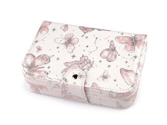 Šperkovnice motýl 14x20x5 cm - 1 ks - 2 pudrová