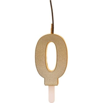 Zlatá svíčka s prskavkou číslo 0 - Dekora