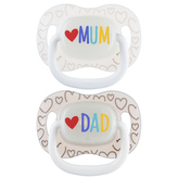 Canpol babies Dudlík svítící silikonový symetrický LOVE MUM&DAD 6-18m 2ks