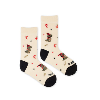 Dětské ponožky Dinosaurus vánoční Béžové L (31-34)