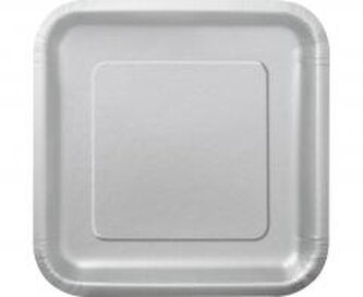 Talerzyki papierowe srebrne 23cm kwadratowe 14szt