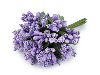 Květinové pestíky na drátku / vývazek - 144 ks - 15 fialová lila