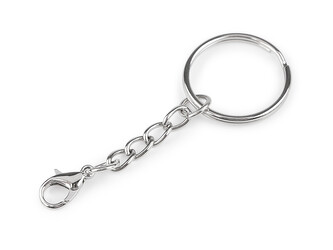 Kroužek na klíče Ø25 mm s řetízkem a karabinkou - 100 ks - nikl