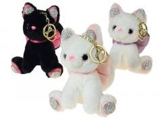 Brelok pluszowy kot 12x10x8cm MIX
