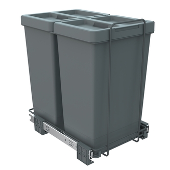 Vestavný odpadkový koš Elletipi ECOFIL s odklápěcím víkem - výsuvný, s rámem, 24+24 L