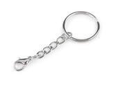 Kroužek na klíče Ø25 mm s řetízkem a karabinkou - 10 ks - nikl
