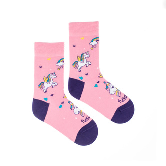 Dětské ponožky Jednorožec s duhou Růžové XS (19-22)