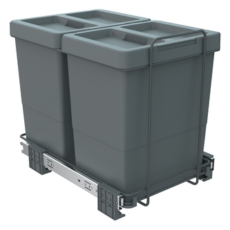 Vestavný odpadkový koš Elletipi ECOFIL s odklápěcím víkem - výsuvný, s rámem, 18+18 L