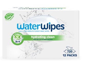 12x WATERWIPES Ubrousky vlhčené Hydrating clean with aloe vera 3in1 60 ks (720 ks)