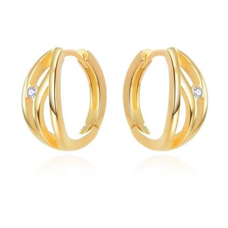 Pozlacené kruhové náušnice se zirkonem AGUC3345 Beneto