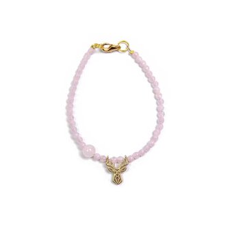 Světle růžový korálkový mini náramek s růženínem Deers