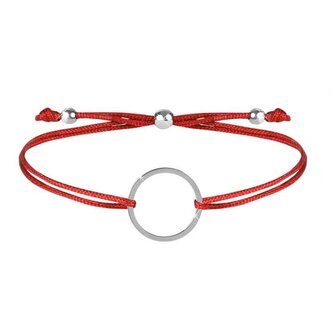 Šňůrkový náramek s kruhem červená/ocelová Troli