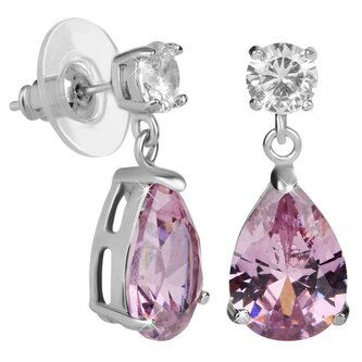 Jiskřivé náušnice s růžovými krystaly Troli