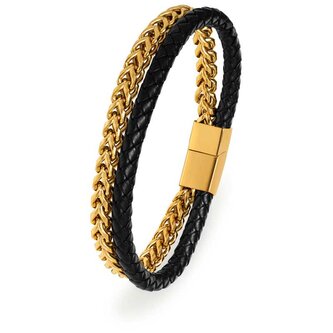 Luxusní dvojitý bicolor náramek Leather Troli / Délka: 23 cm