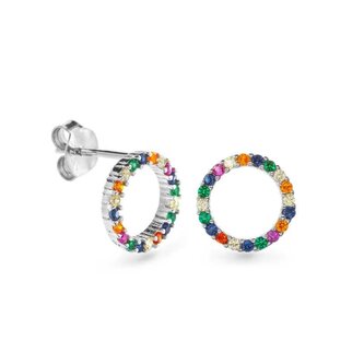 Stříbrné náušnice s barevnými kubickými zirkony AJNS0042 Again Jewelry