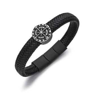 Černý kožený náramek pro muže Kompas B1000849 Diverse