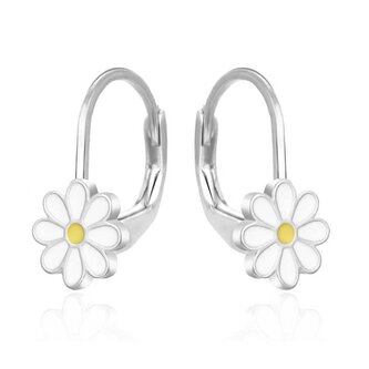 Stříbrné dívčí náušnice Bílá květina AGT-ED018L Agato