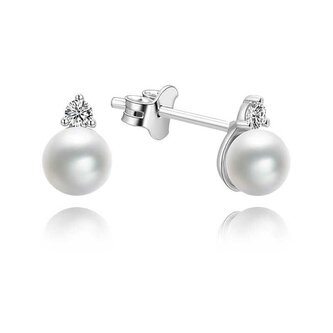 Stříbrné náušnice pecky s pravými perlami AGUP1195 Beneto