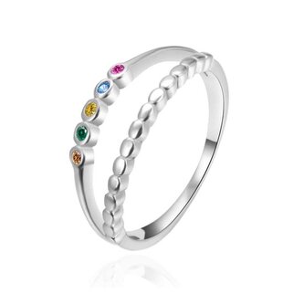 Dvojitý stříbrný prsten s barevnými zirkony AGT-R48C Agato / Obvod: 54 mm - 54 mm