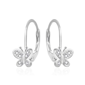 Stříbrné dívčí náušnice Motýlci se zirkony AGT-ED016LW Agato