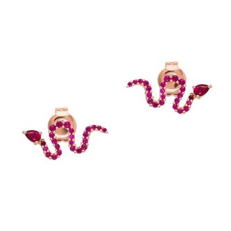 Pozlacené náušnice Had s fuchsiovými zirkony EG3614221 Emporio Armani