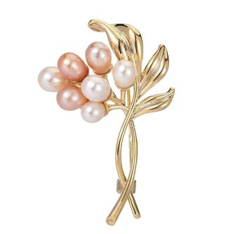 Elegantní pozlacená brož se sladkovodními perlami Větvička Gold Troli