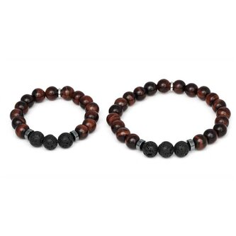 Minerální náramek pro otce se synem MINK144/SET (onyx, apatit, hematit) Agato