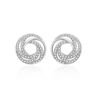 Blyštivé stříbrné náušnice Propletená kolečka AGT-E238PW Agato