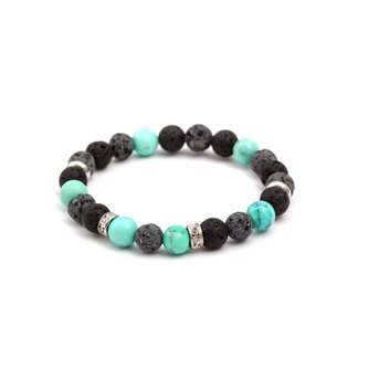 Korálkový náramek z lávového kamene a tyrkysu MINK100/18 Agato