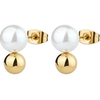 Slušivé pozlacené náušnice s perlami Perfect BPC23 Brosway