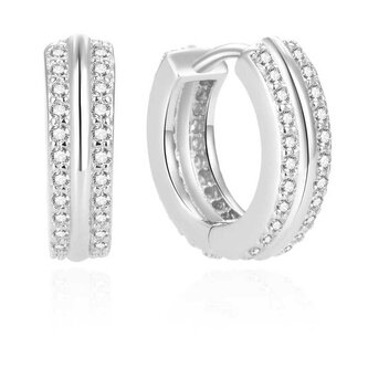 Stříbrné kruhové náušnice se zirkony AGUC2378L Beneto