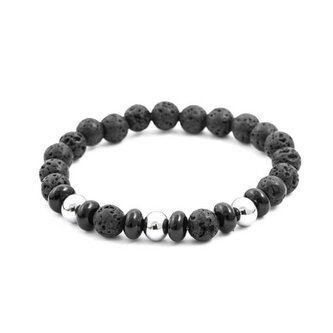 Korálkový náramek z lávového kamene a howlitu MINK57 Agato / Délka: 19 cm