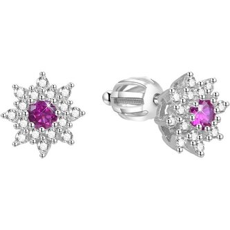 Stříbrné třpytivé náušnice kytičky AGUP1444S Beneto