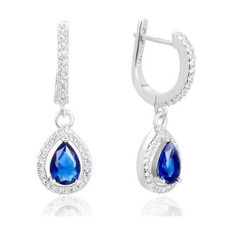 Kapkové stříbrné náušnice s modrými zirkony AGUC2248 Beneto
