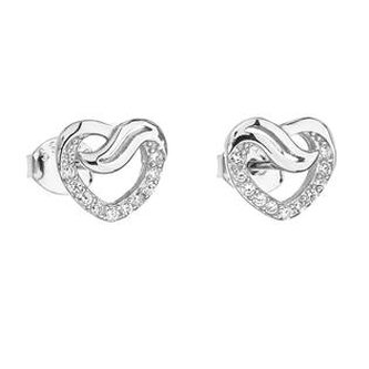 Stříbrné náušnice se zirkonem bílé srdce 11114.1 Evolution Group
