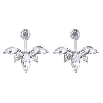 Třpytivé ocelové náušnice s krystaly 2v1 Troli