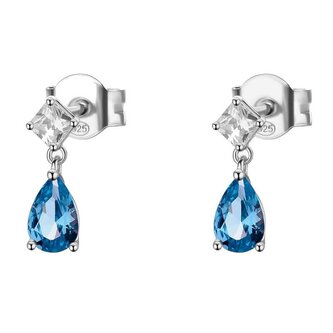 Stříbrné visací náušnice s kubickou zirkonií Freedom Blue Fancy FFB113 Brosway