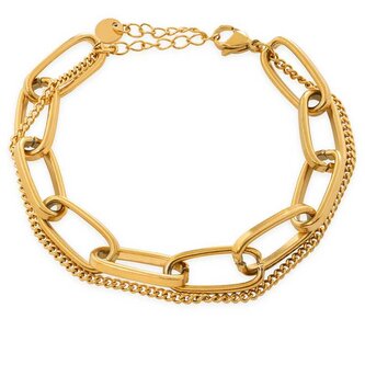 Stylový dvojitý pozlacený náramek Troli