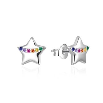 Stříbrné náušnice Hvězdičky s barevnými zirkony AGT-E165PC Agato