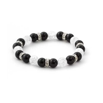 Korálkový náramek z onyxu a křišťálu MINK74/18 Agato