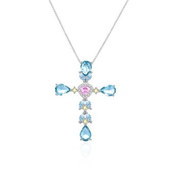 Stříbrný náhrdelník s křížkem AGT-N010BL (řetízek, přívěsek) Agato