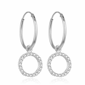 Stylové kruhové stříbrné náušnice AGUC2060 Beneto