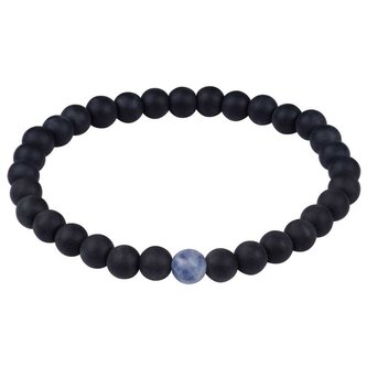 Korálkový náramek z onyxu a modrého jaspisu Troli / Délka: 17 cm