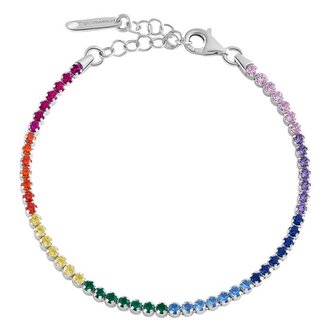 Tenisový náramek s barevnými kubickými zirkony Fancy Joyful Rainbow FJR08 Brosway