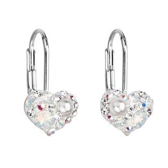 Srdíčkové náušnice s krystaly Swarovski 31125.9 white Evolution Group