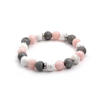 Korálkový náramek z jadeitu, achátu a howlitu MINK34/17 Agato