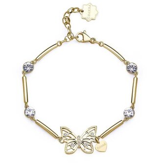Půvabný pozlacený náramek s krystaly Motýl Chakra BHKB171 Brosway