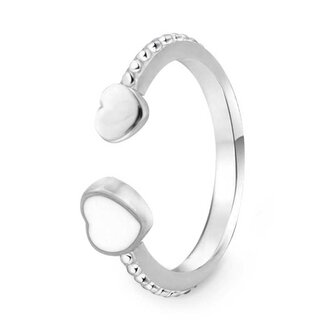 Něžný otevřený prsten ze stříbra se srdíčky AGG472 Beneto